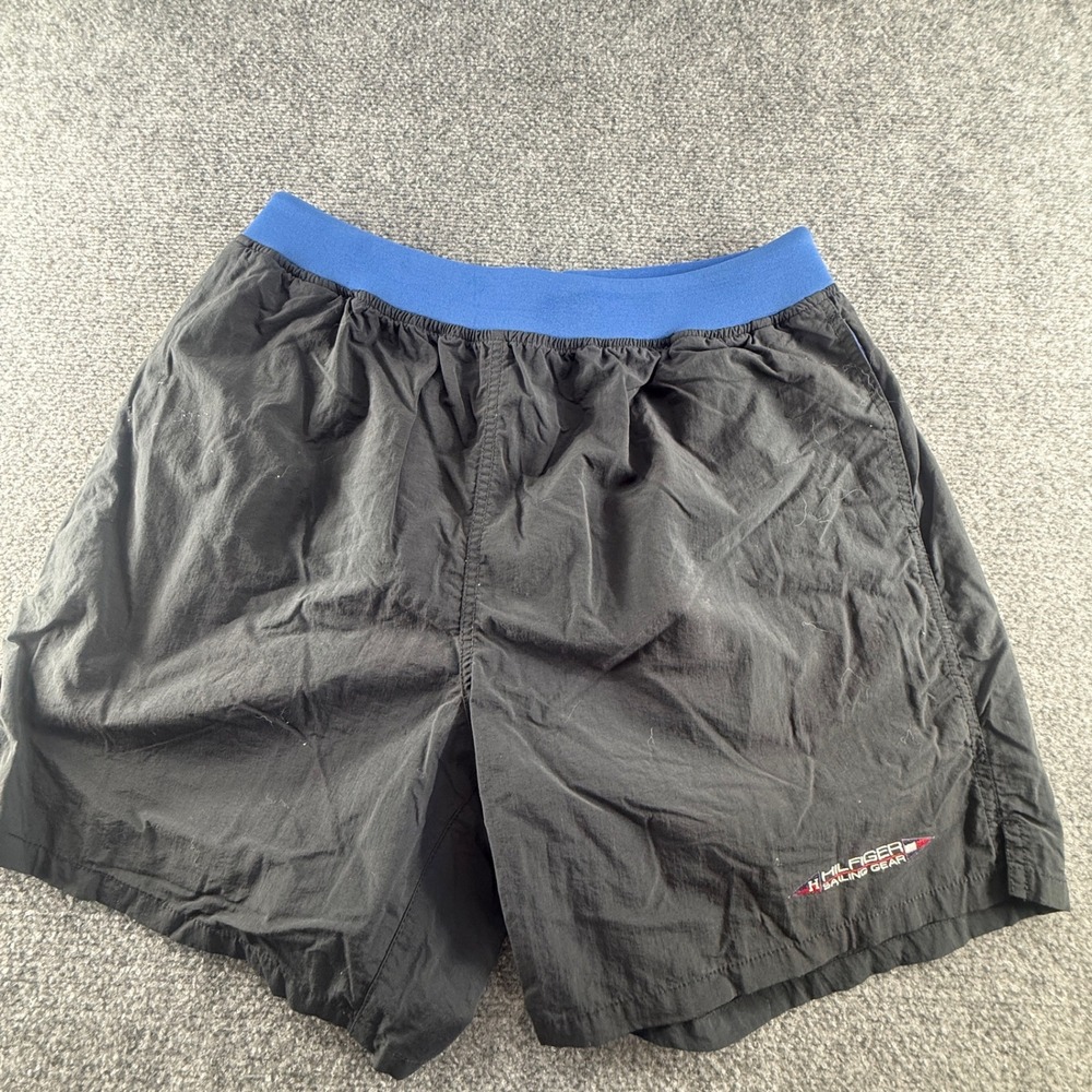 Tommy Hilfiger Sailing Gear Vintage Black Blue Swim Trunks Shorts Mens Medium
